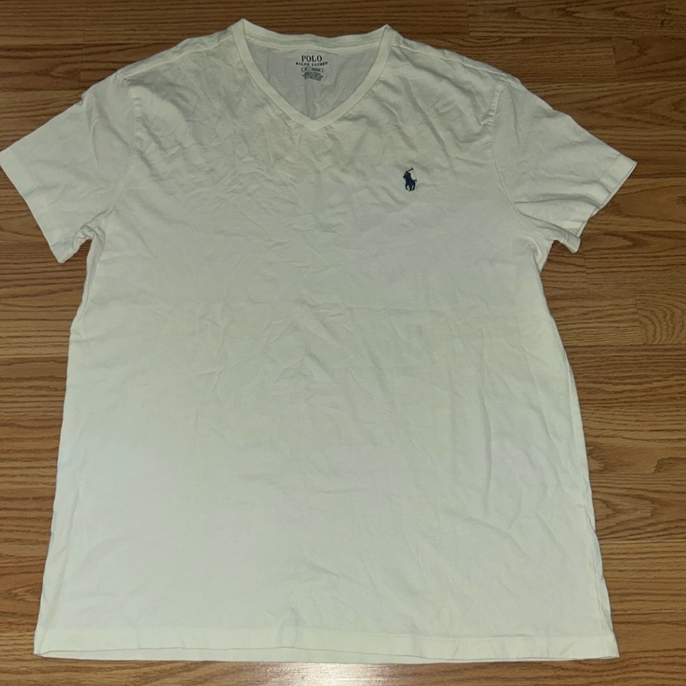 Polo Ralph Lauren v neck white tee. Worn once. No stains. Size medium